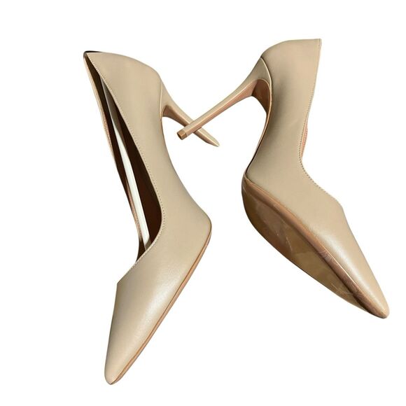 Lita Nude Pointed Toe Stiletto Italian Leather Pumps - Picture 9 of 13